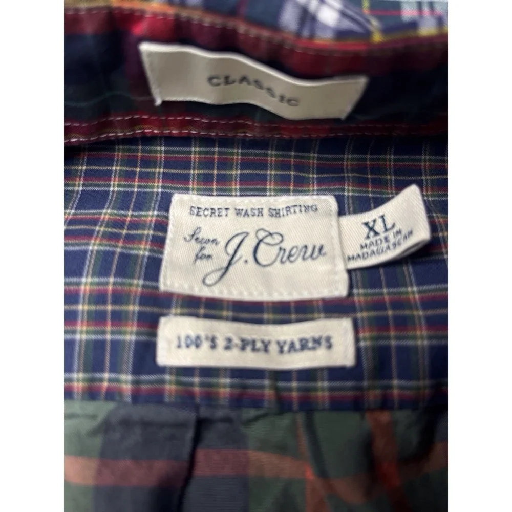 J‎ Crew Shirt Men Xl Patchwork Plaid Short Sleeve Button Down Colorblock Cotton